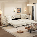 3-In-1 Convertible Sleeper Sofa Set with Deep Seat & Movable Ottoman - White, Beige, Gray