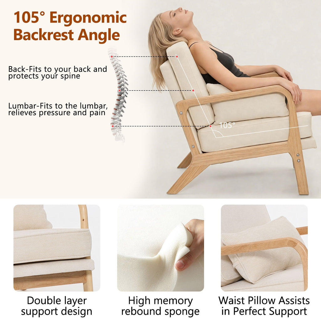 Upholstered Living Room Chair with Curved Armrests - Choice of Color