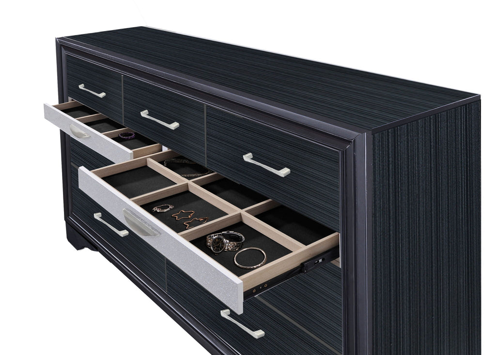 Naima Versatile Storage Dresser with Felt-Lined Jewelry Drawer – White or Black