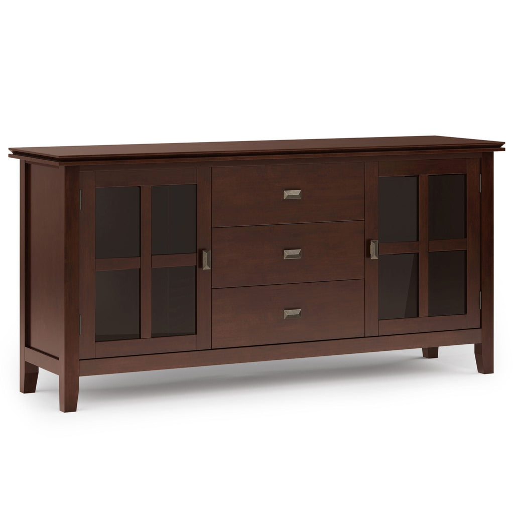 Large Sideboard Buffet with Glass Doors - Russet Brown