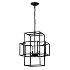 4 Light Metal Lantern Pendant Light with Adjustable Height - Black or Gold