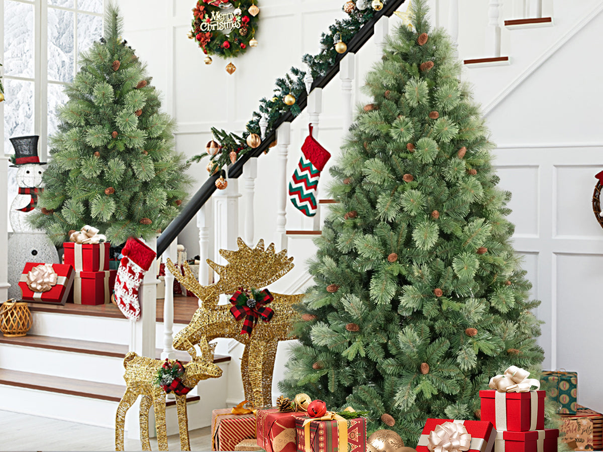 5FT Pre-Lit Artificial Christmas Tree with Warm LED Lights - Green