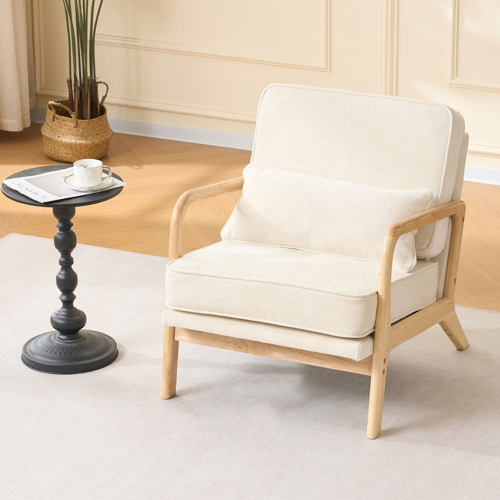 Upholstered Living Room Chair with Curved Armrests - Choice of Color