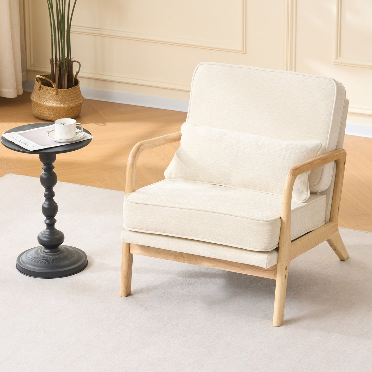 Upholstered Living Room Chair with Curved Armrests - Choice of Color