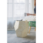 Hexagonal Capiz End Table with Contemporary Design - Cream Yellow
