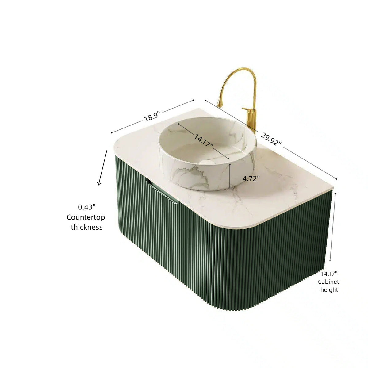 DINA 30" Bathroom Vanity with Ceramic Basin and Floating Cabinet - Carrara White or White