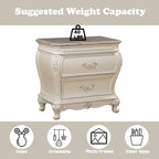 Chantelle Nightstand With Granite Top - White