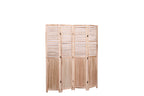 Light Brown Panel Folding Room Divider with Metal Hinges - Solid Wood