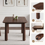 63-Inch Walnut-Finish Dining Set with 4 Upholstered Chairs