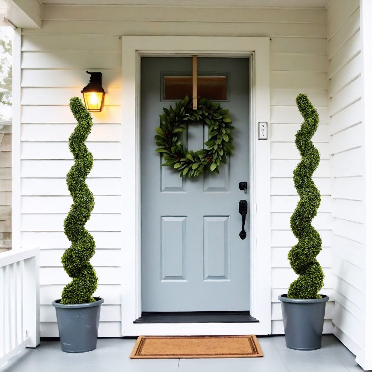 Artificial Outdoor UV Resistant Boxwood Topiary Spiral Tree - Green