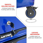 3 Drawers Multifunctional Tool Cart With Wheels - Blue & Black