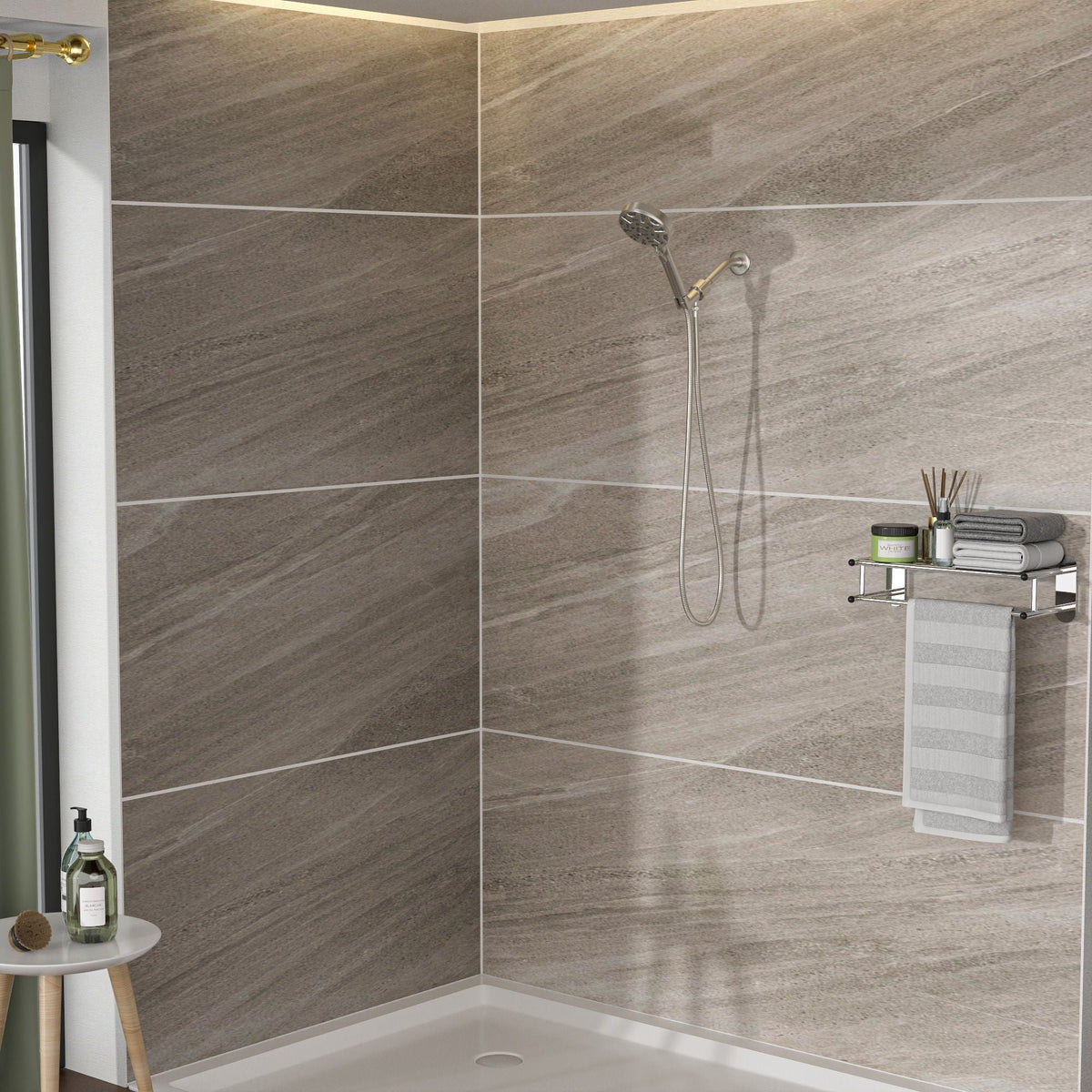 Multi Function Adjustable Hand Shower with 8 Settings - Brushed Nickel