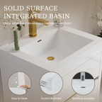 24" Wall-Mounted Bathroom Vanity with Stone Resin Sink and Storage Cabinet