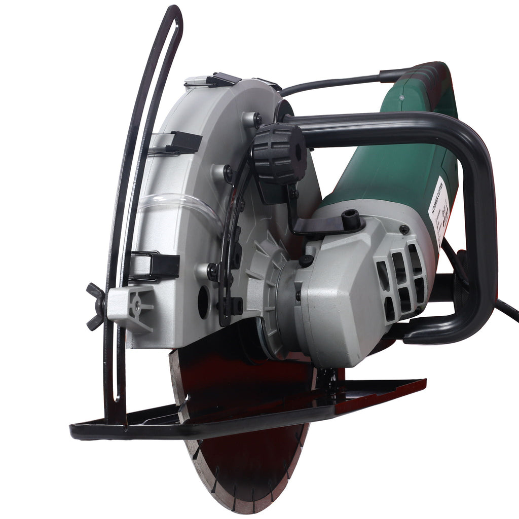 Portable Electric Circular Concrete Saw with 14" Wet/Dry Diamond Blade - Green