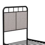 Twin Size Linen Upholstered Platform Metal Bed Frame
