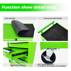 Rolling Tool Chest with 7-Drawer Tool Box with Steel Construction - Green