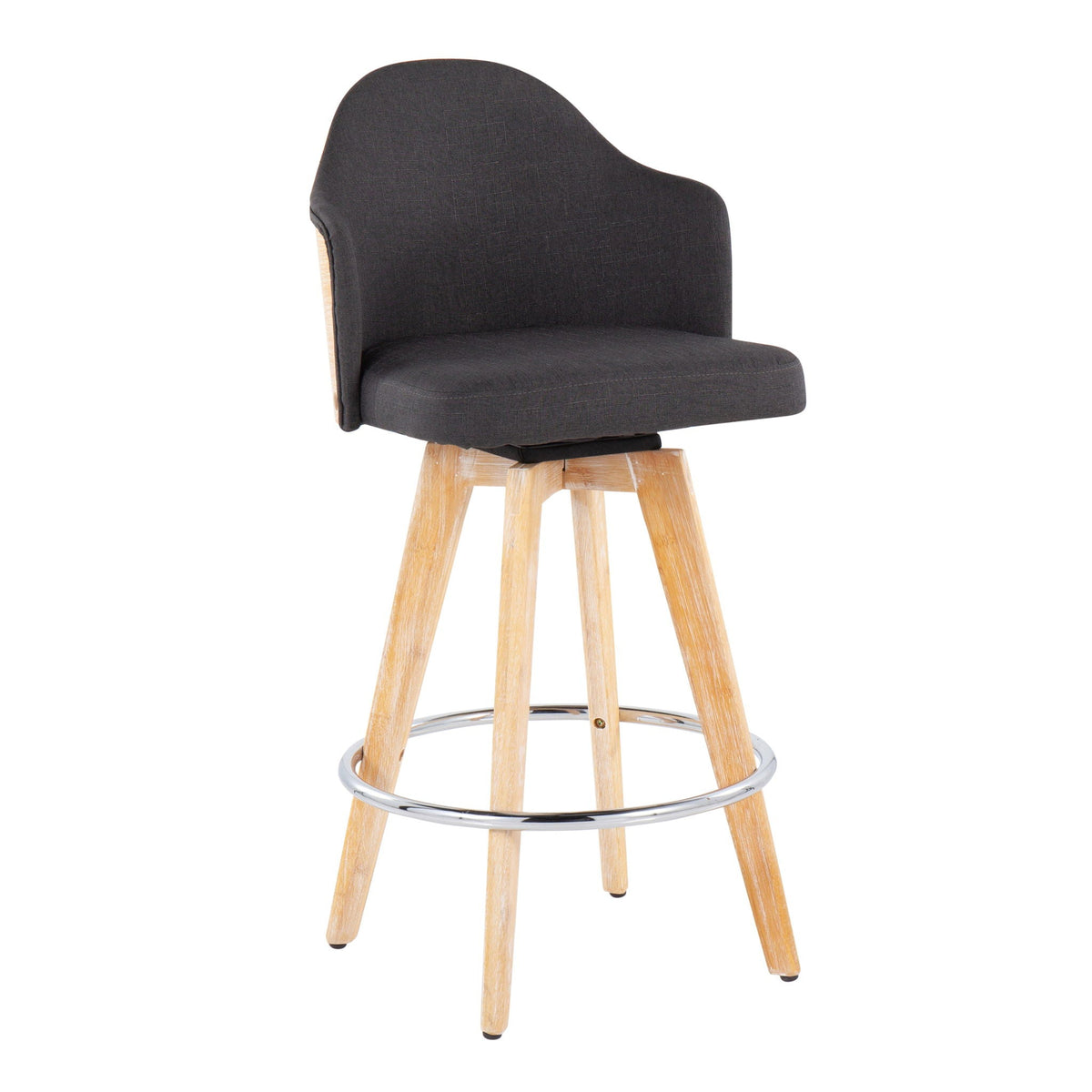 Contemporary Fixed Height Counter Stool with Bamboo Back & Swivel - Beige or Dark Gray