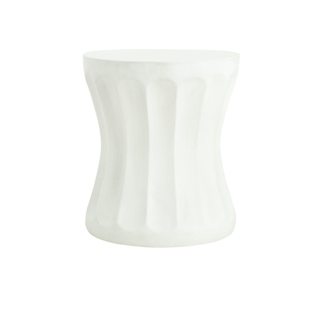 Antique White Concrete Outdoor Side Table with Weather-Resistant Durability