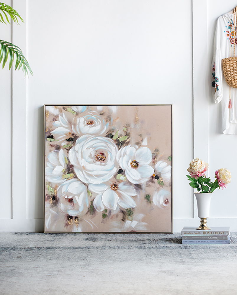 Square Framed Wall Art Flower Canvas Print