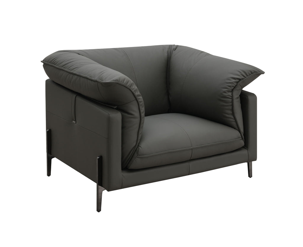 Top Grain Leather Chair with Memory Foam Cushions – Black