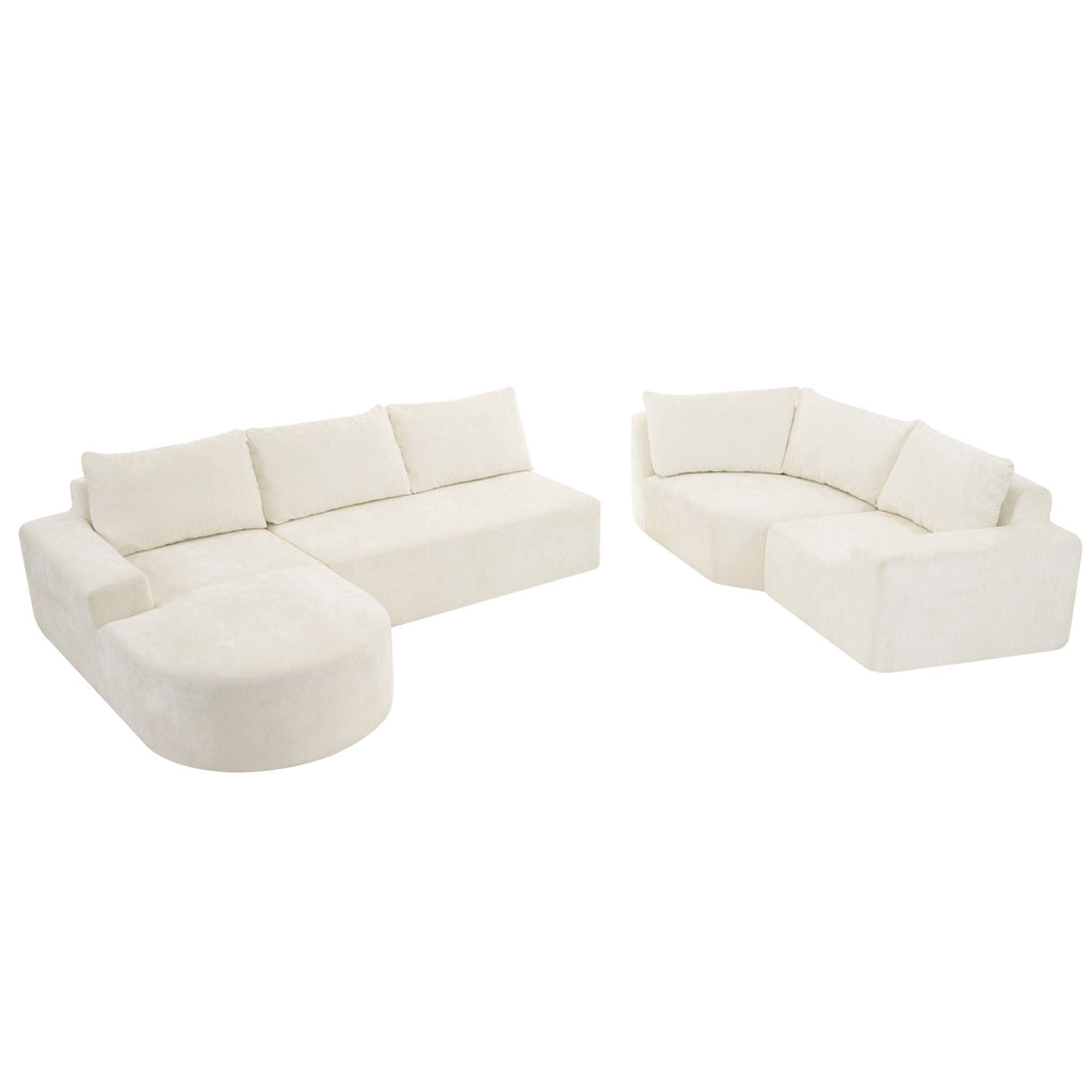 Modular Cloud Sectional Sofa Set with Deep Seating - Choose Beige, Dark Gray, or Dark Brown