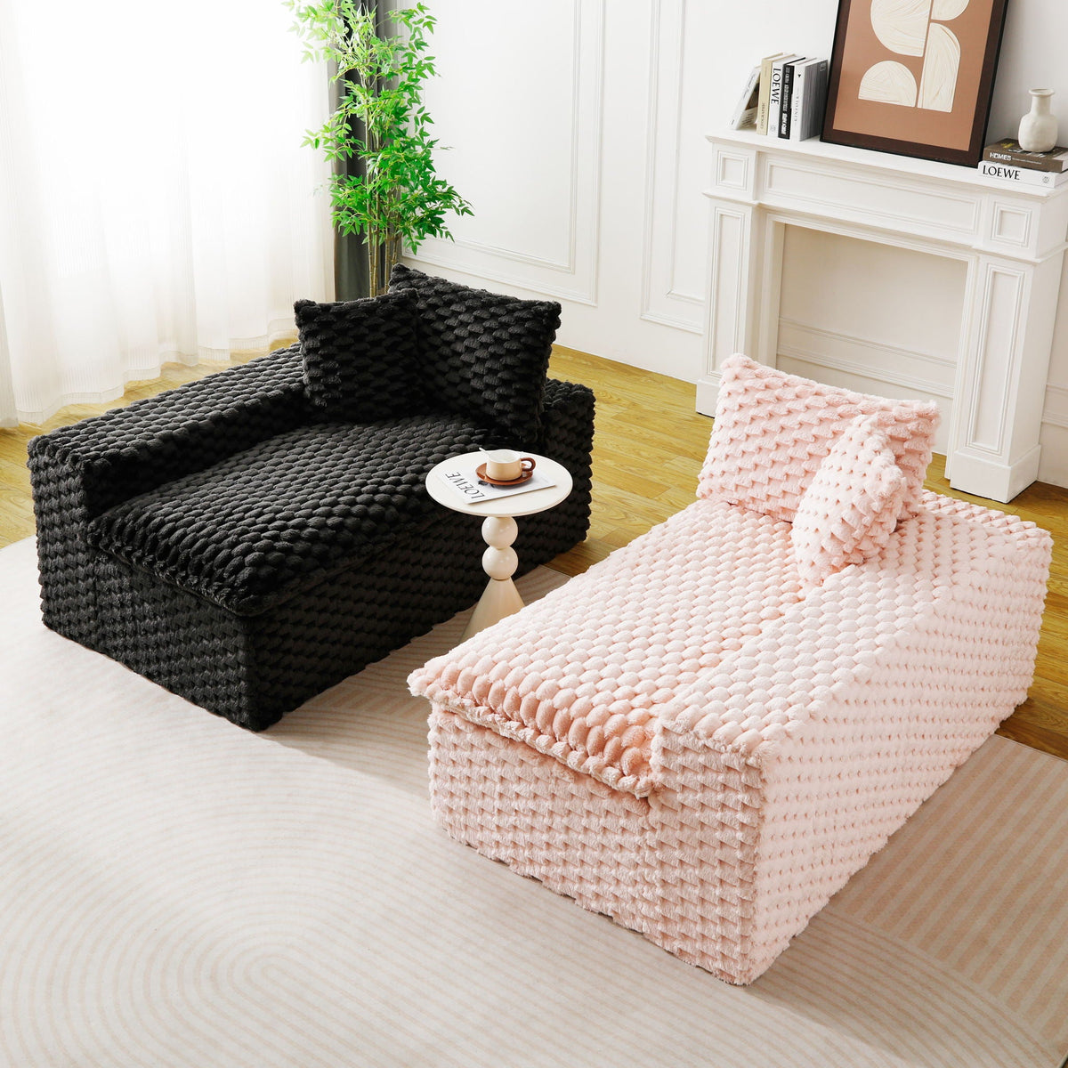 Multifunctional 4-Seater Stationary Sofa with Adjustable Layout - Pink & Black