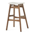 Mid Century Modern Bar Stool Set with Upholstered Seating - Beige or Dark Gray