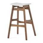Mid Century Modern Bar Stool Set with Upholstered Seating - Beige or Dark Gray
