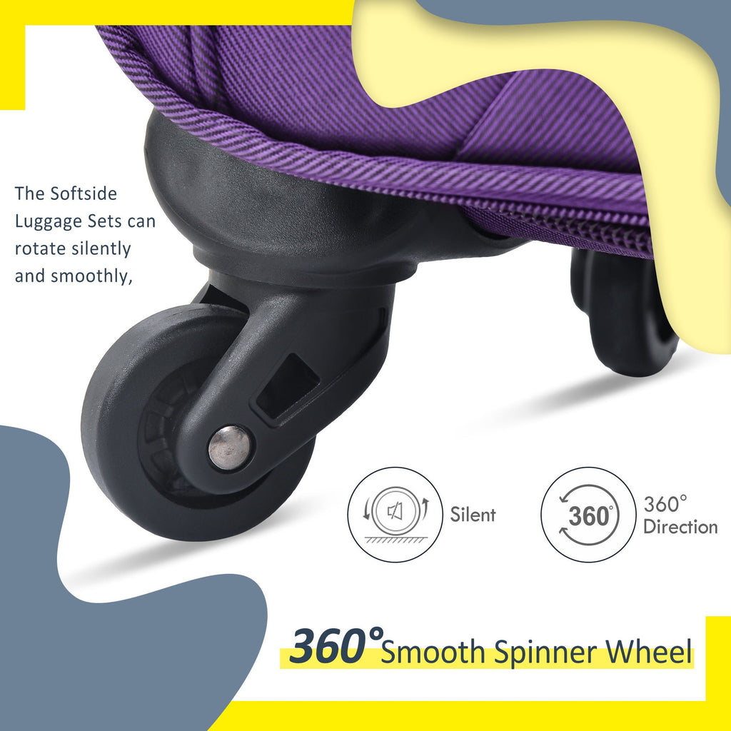 Expandable Softside Luggage 3 Piece Set with Spinner Wheels - Multiple Colors