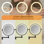 Rechargeable Wall Mounted Makeup Mirror with 10X Magnification - Iron