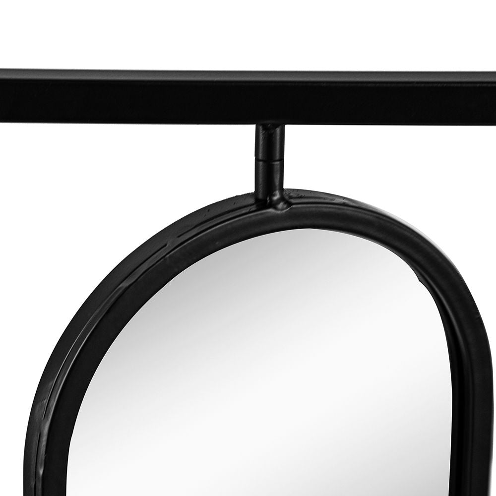 Large 4 Oval Wall Mirror with Square Frame - Black