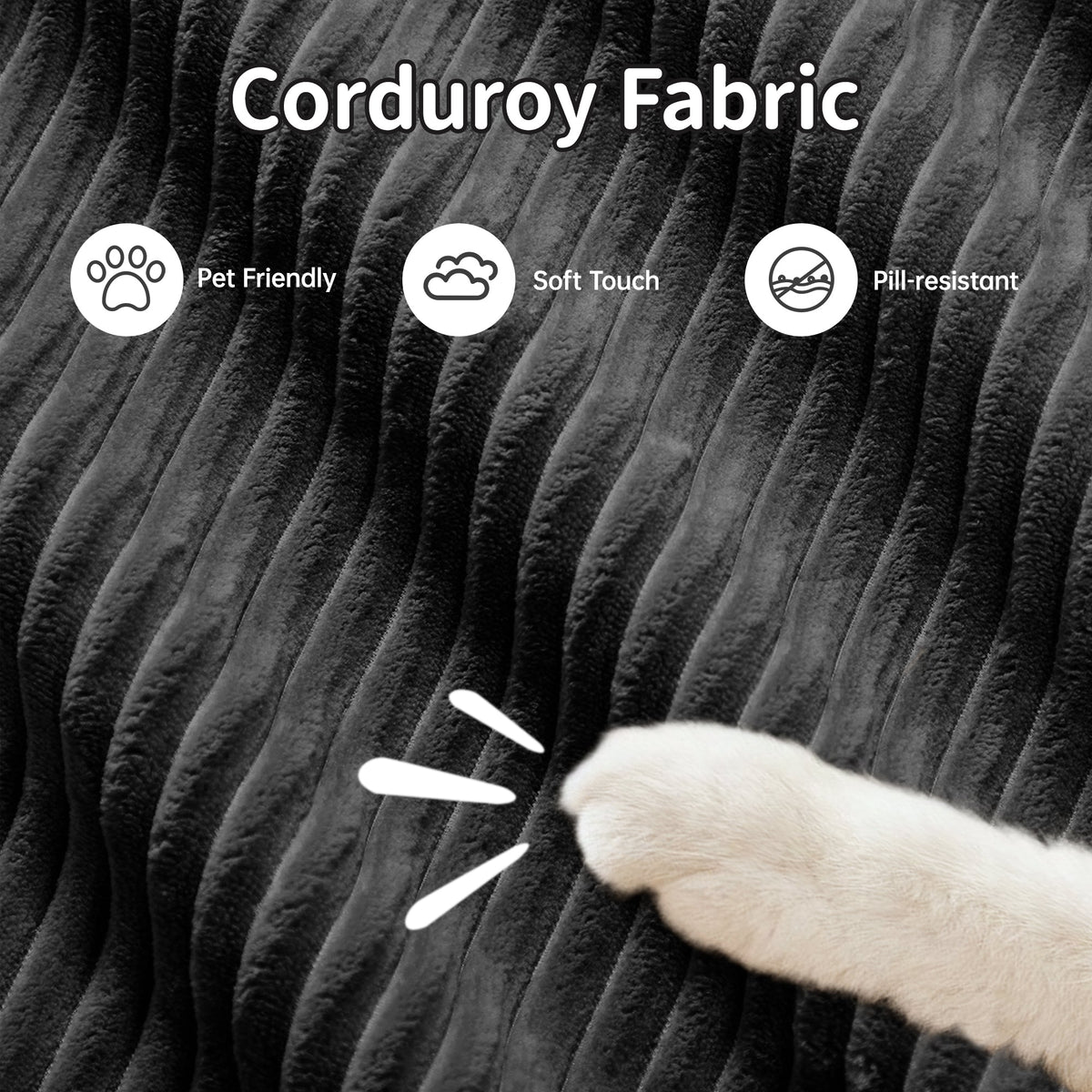 U-Shaped Modular Sofa with Ergonomic Design - Corduroy Fabric