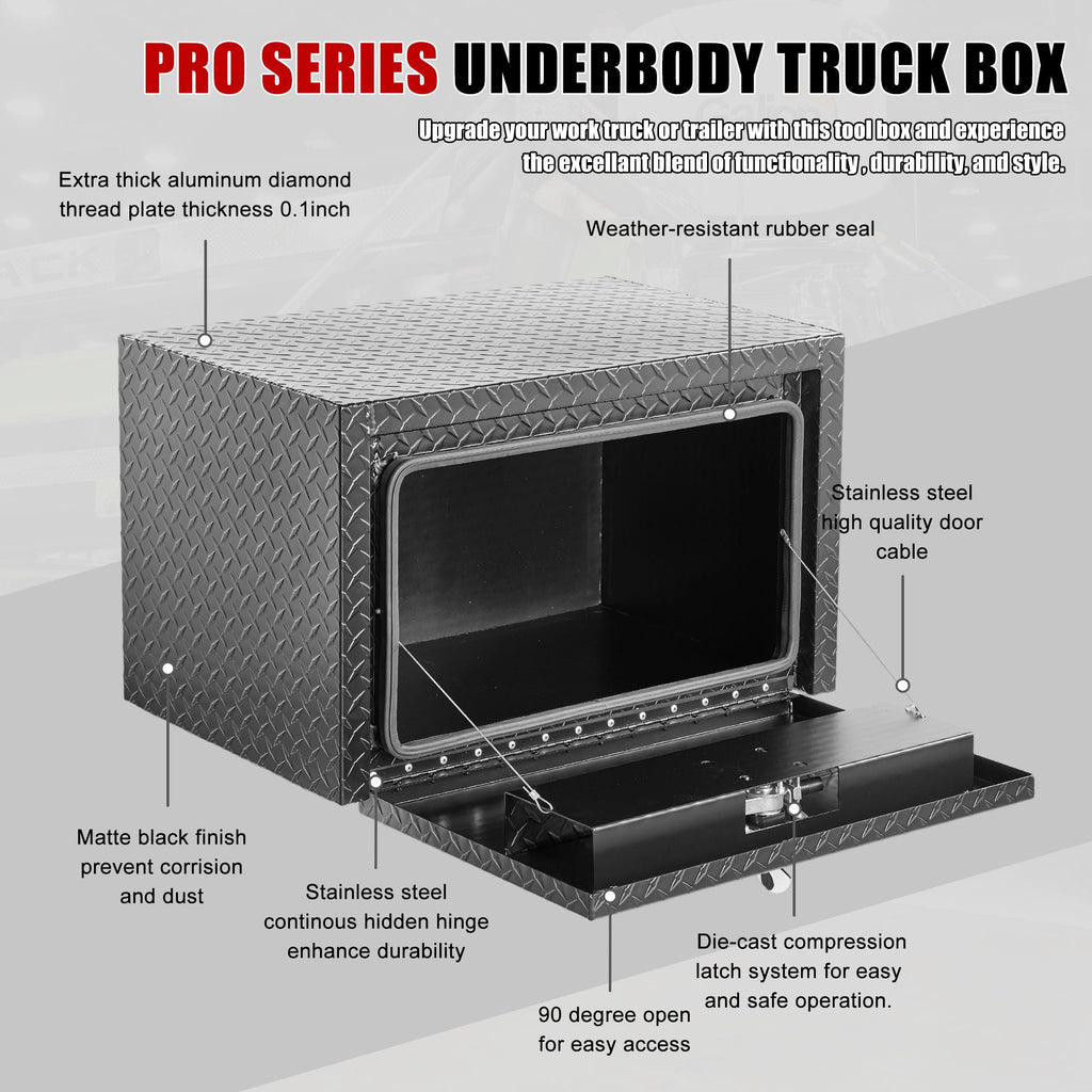 Pro Series Underbody Truck Tool Box with Waterproof Storage - Black