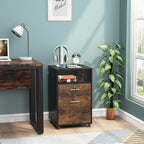 2 Drawer Mobile File Cabinet with Lock - Black/Brown