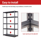 Heavy Duty Metal Garage Shelving Unit with Adjustable Shelves - Black
