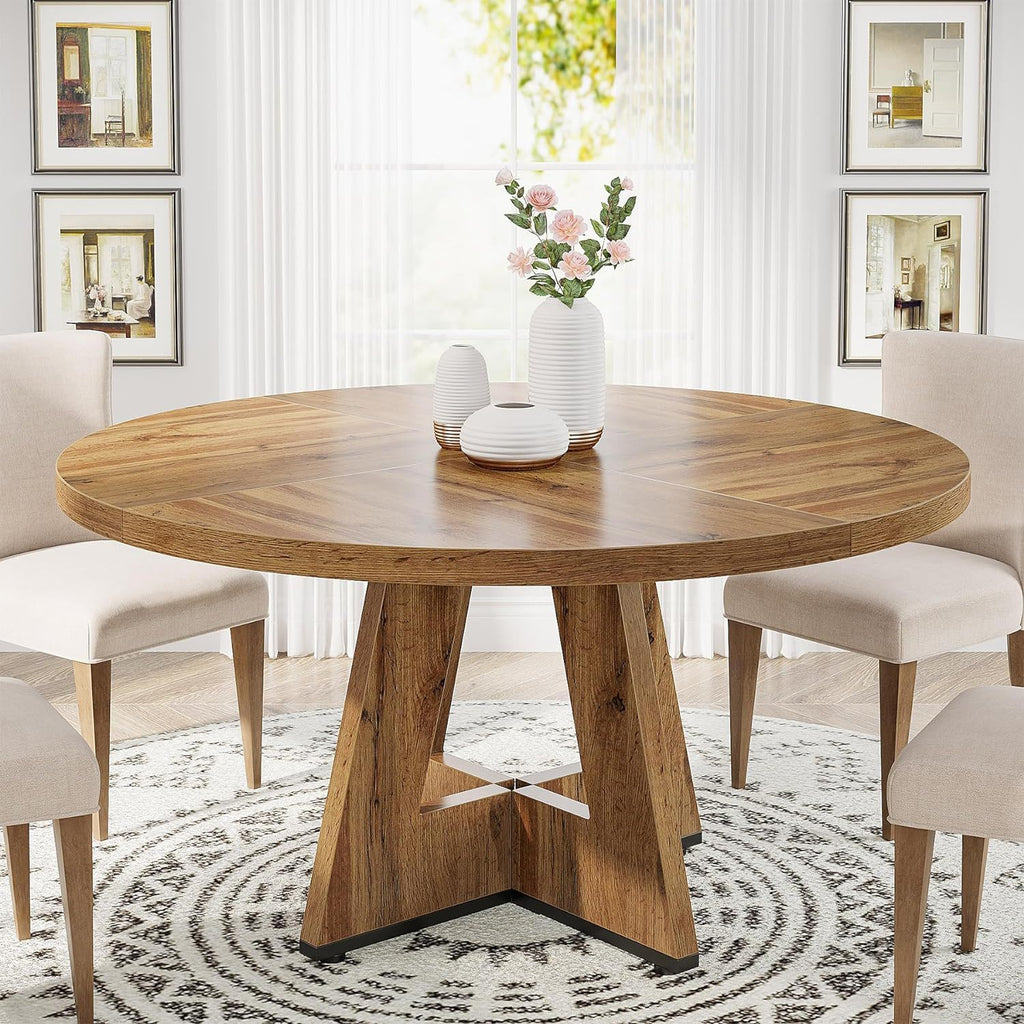 Round Dining Cross Base Kitchen Table with Engineered Wood - Assorted Colors