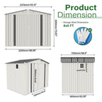 Outdoor Garden Storage Shed with Lockable Doors and Window - White / Gray