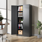 Heavy Metal Garage Storage Cabinet with Locking Doors - Black or White