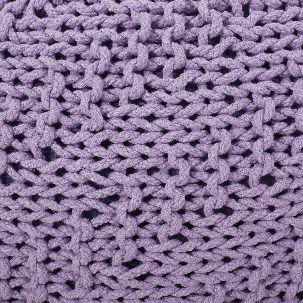 Knitted Round Pouf Ottoman with Polystyrene Bead Filling - Purple or Yellow