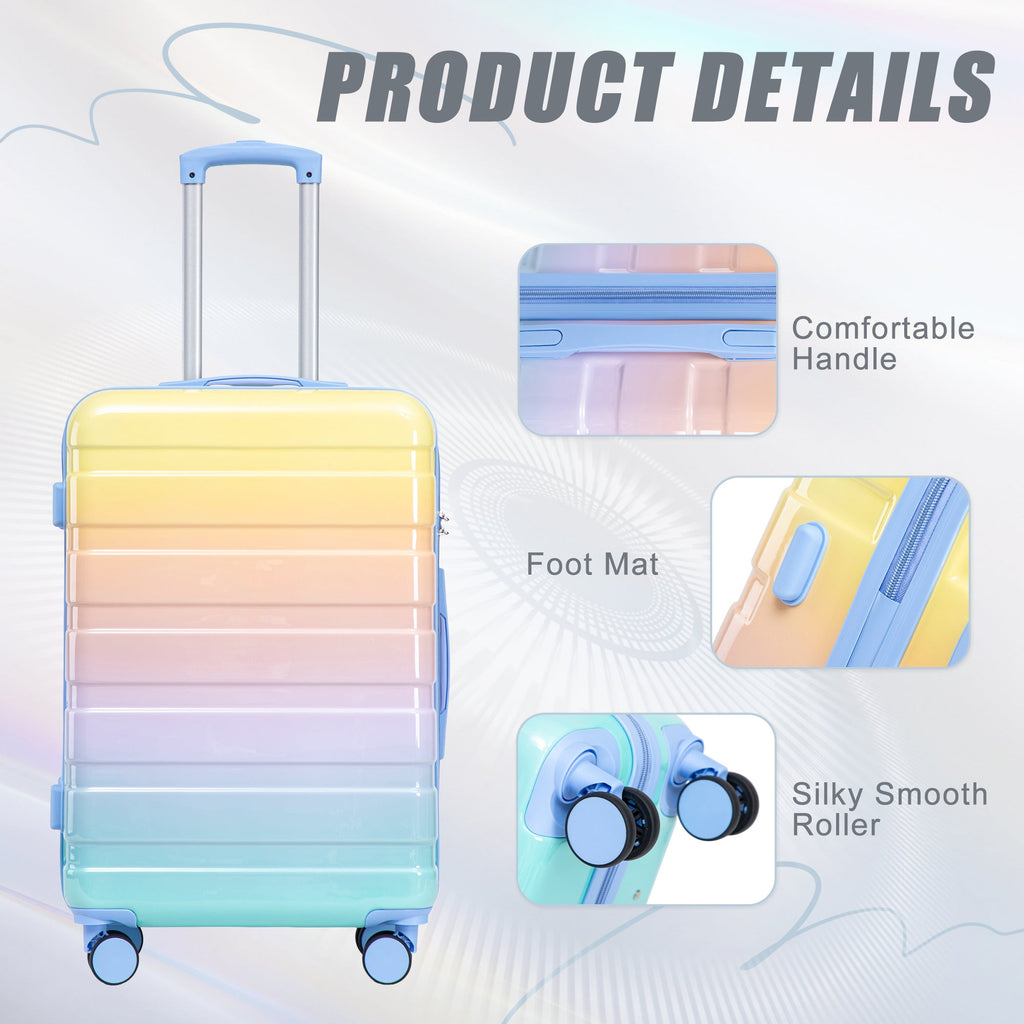 3-Piece Hard Case Luggage Set with Spinner Wheels - Blue+Yellow