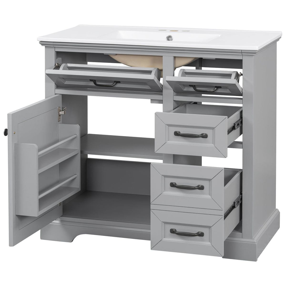36" Bathroom Vanity with Sink and Soft Close Hinges - Dark Gray or White