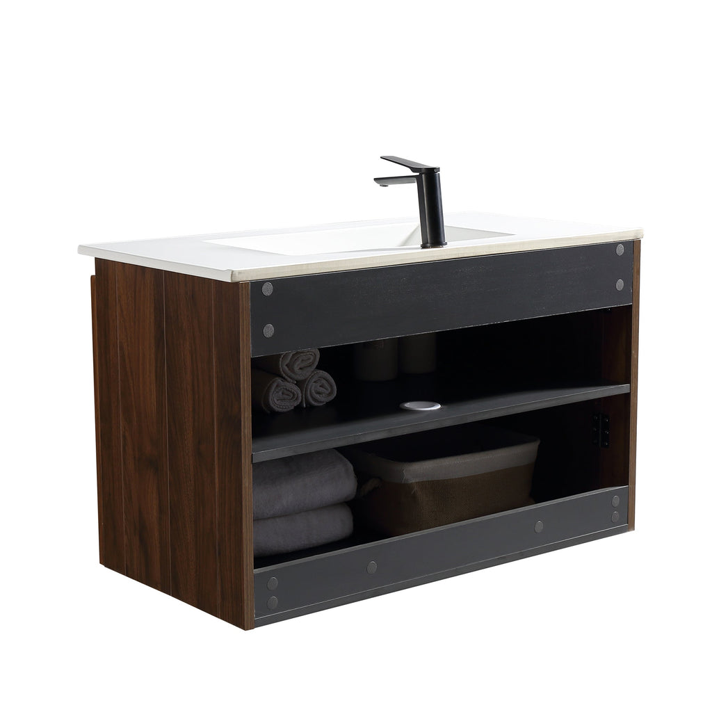 36-Inch Foldable Wall Cabinet with Snap-Fit Assembly - Matte Finish