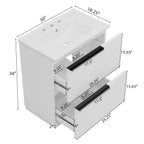 Fluted Bathroom Vanity with Ceramic Sink and Moisture-Proof Cabinet - 30" Wide