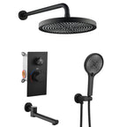 10" Shower System Set with Control Valve – Solid Brass – Gold or Black