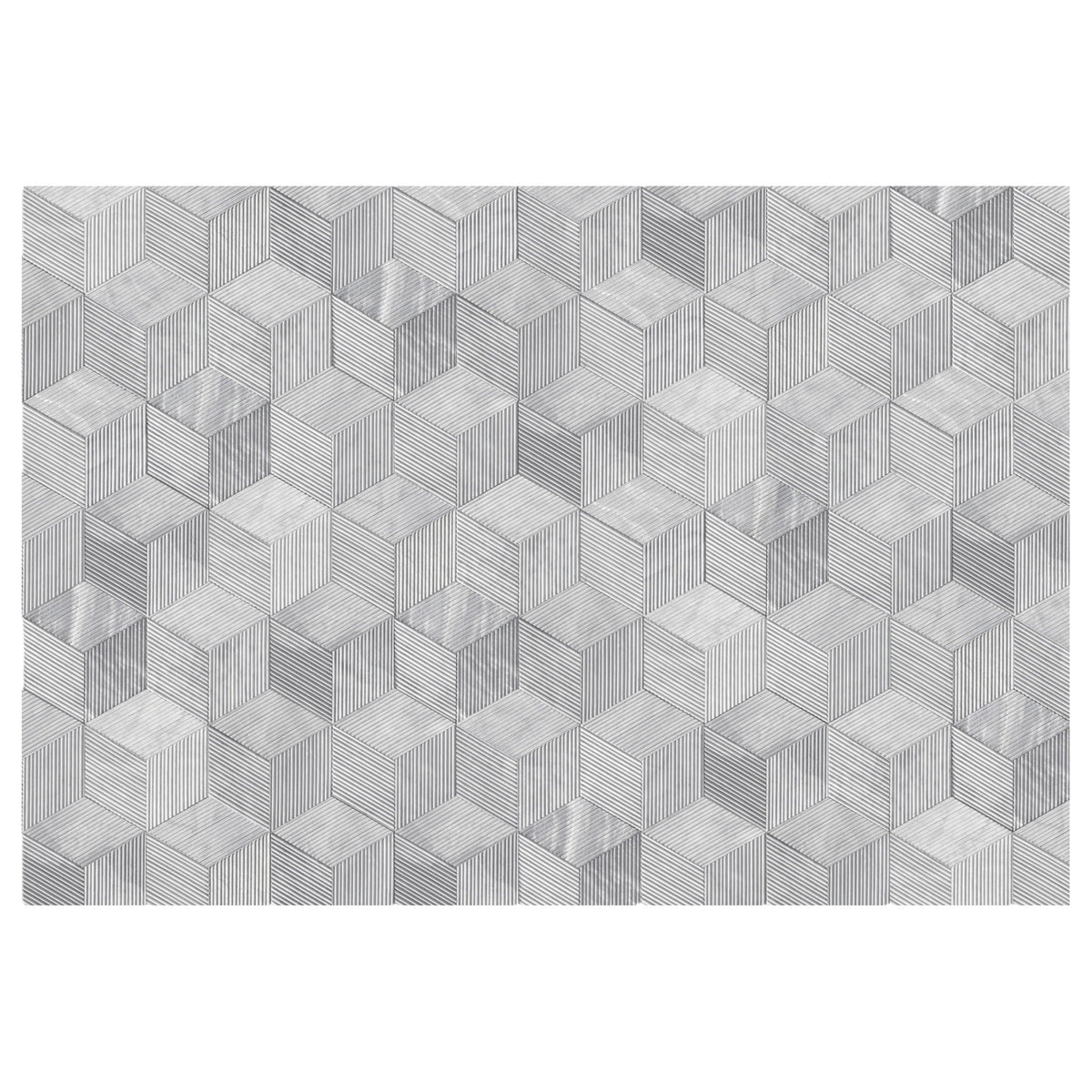 Hexagon Natural Stone Marble Decorative Tile Set with 3D Fluted Texture - Gray or White