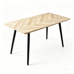 Modern Minimalist MDF Dining Table with Sleek Metal Frame - Wood Color