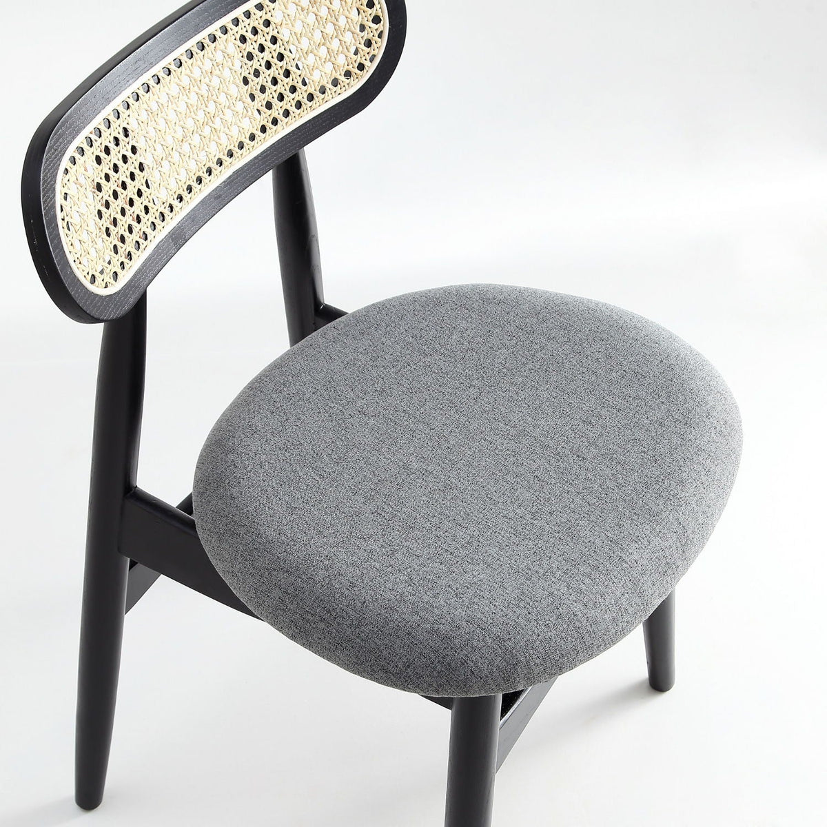 Dining Chair Set with Cane Backrest - Black or Light Brown