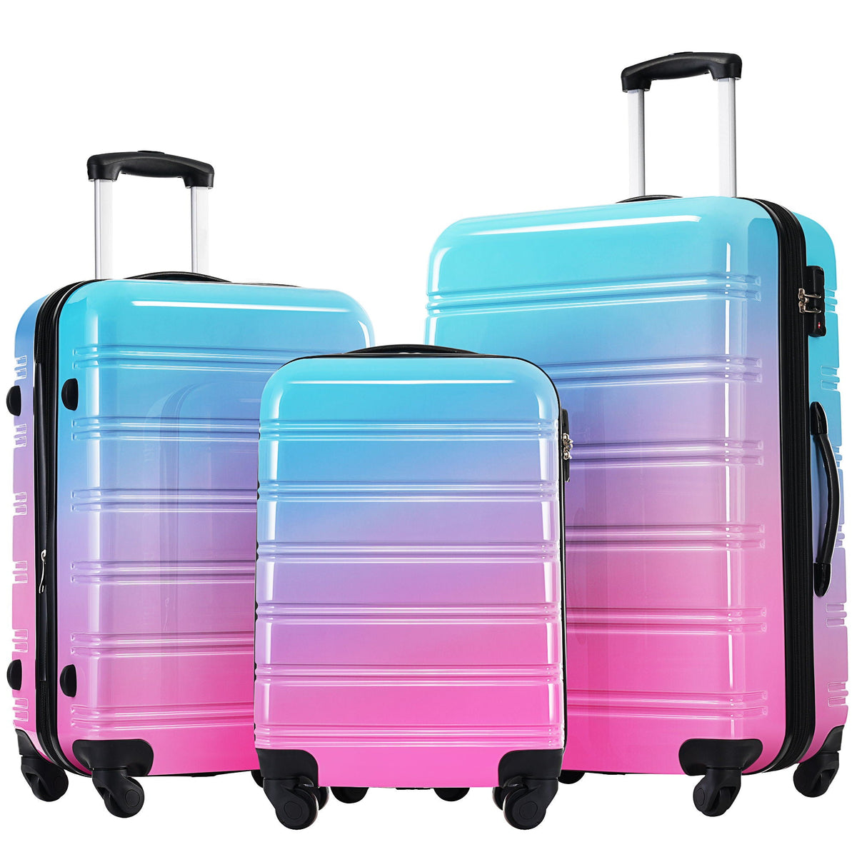 Gradient Color Hardshell Luggage Set with Spinner Wheels and TSA Lock – Light Blue or Purple