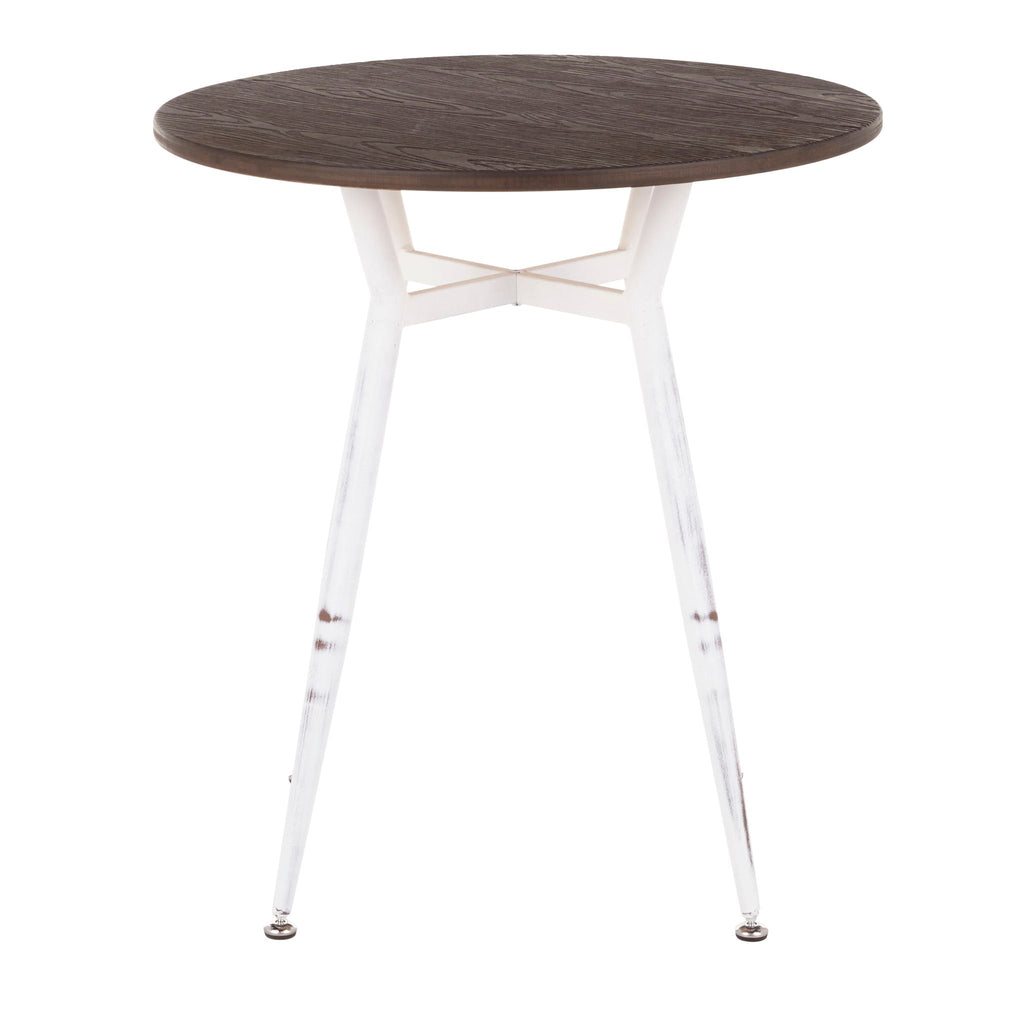 Industrial Round Dinette Table with Durable Metal Legs - White or Dark Brown