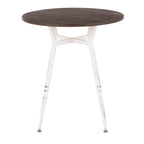 Industrial Round Dinette Table with Durable Metal Legs - White or Dark Brown